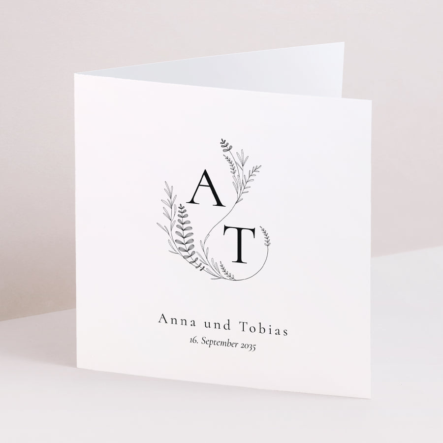 Hochzeitseinladung Doppelflügelfenster Pflanzliche Eleganz foto