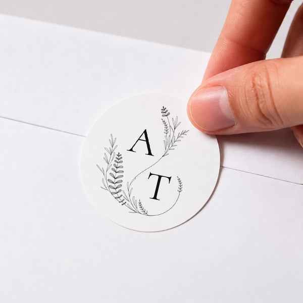 Sticker Hochzeit Rund Pflanzliche Eleganz foto