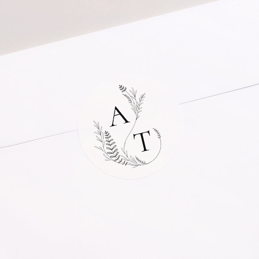 Sticker Hochzeit Rund Pflanzliche Eleganz foto
