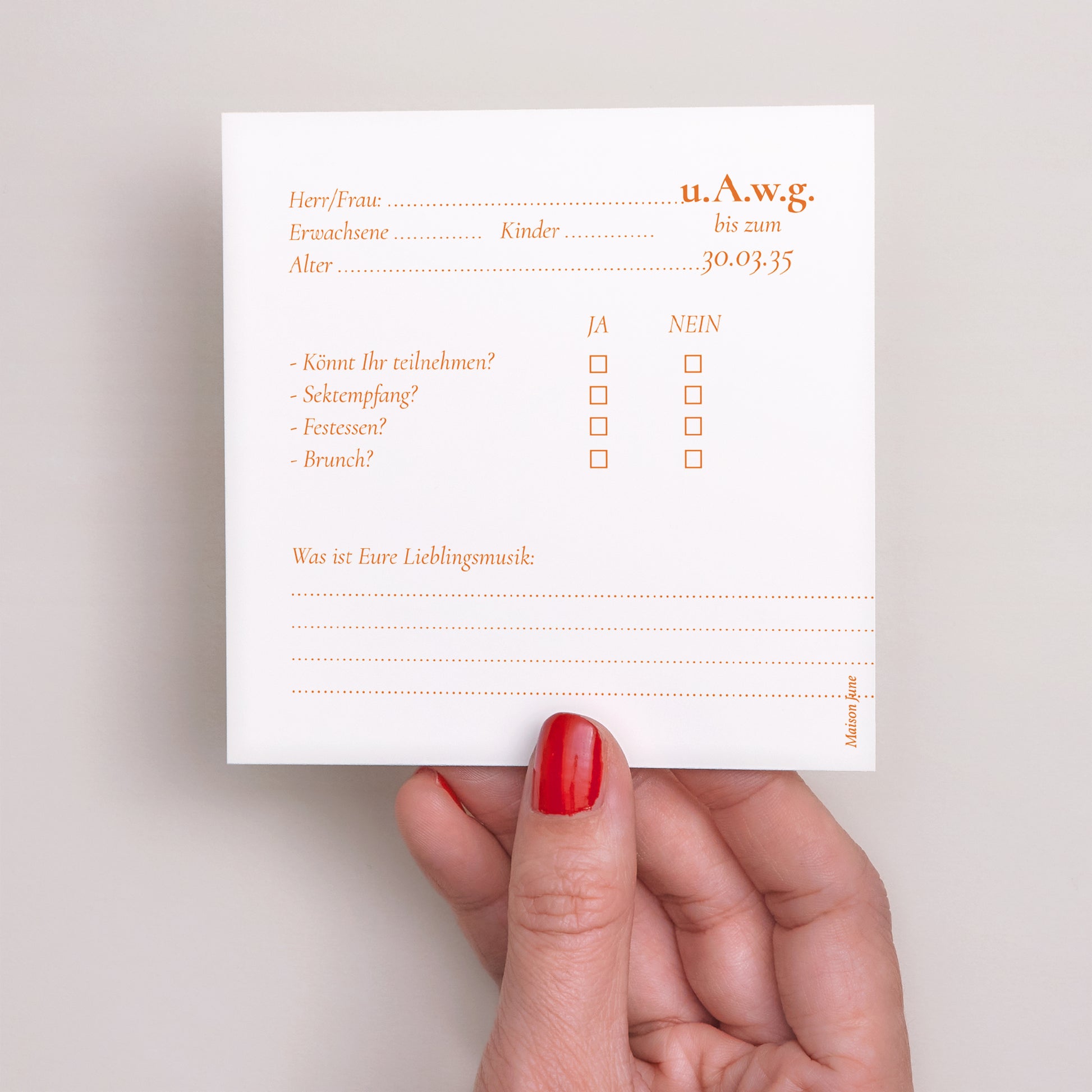 Antwortkarte Hochzeit Quadrat Die Blumenwerkstatt foto N° 3