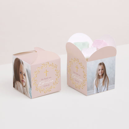 Geschenkbox Taufe Schmetterlingsöffnung Krone der süßen Rose foto N° 2