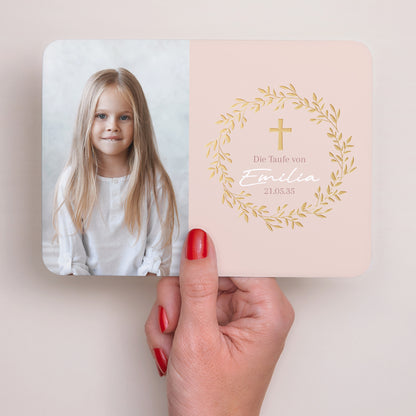 Taufeinladung Landschaft, abgerundete Ränder Krone der süßen Rose foto N° 3