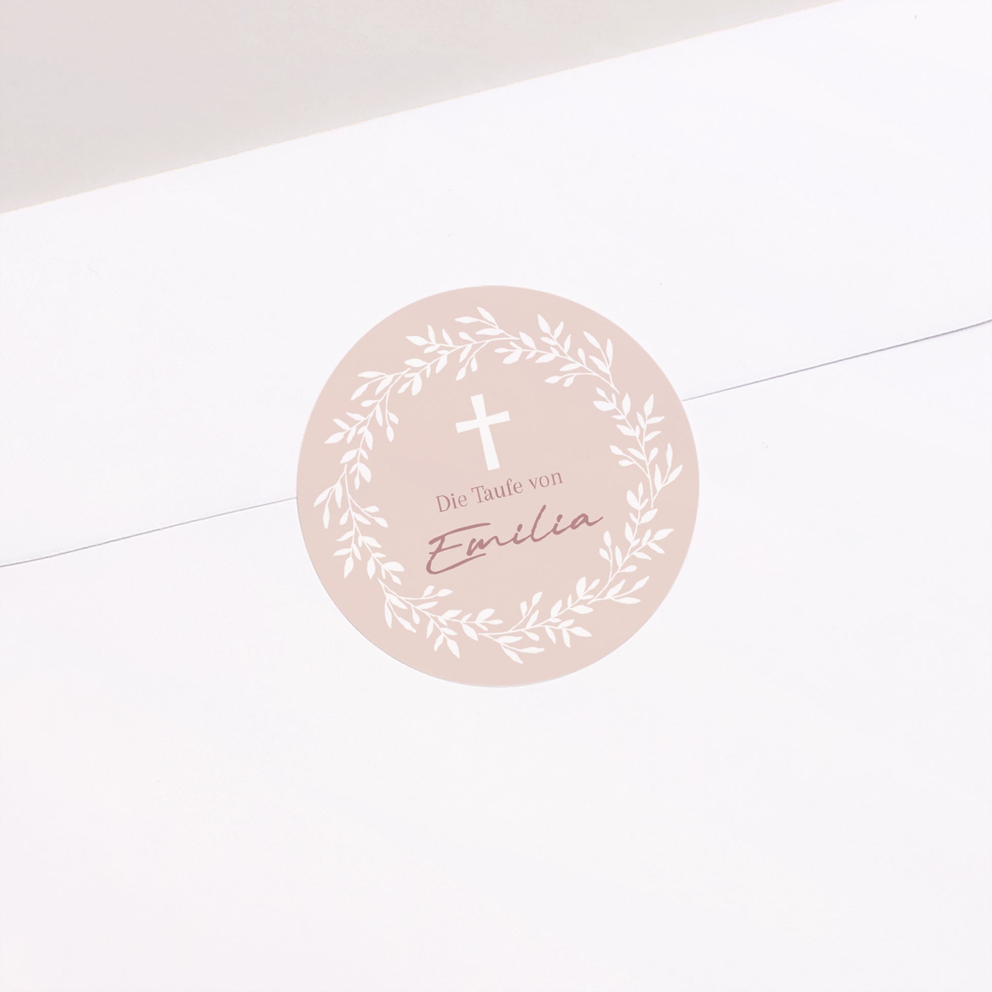 Sticker Taufe Rund Krone der süßen Rose foto N° 1