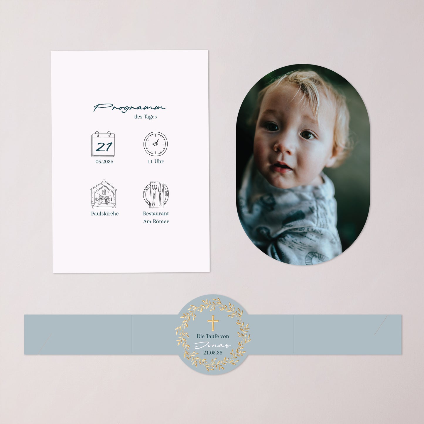 Taufeinladung Banner, 2 Karten Blaue Zartheitkrone foto N° 3