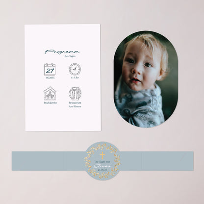 Taufeinladung Banner, 2 Karten Blaue Zartheitkrone foto N° 3