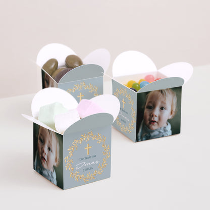 Geschenkbox Taufe Schmetterlingsöffnung Blaue Zartheitkrone foto N° 3