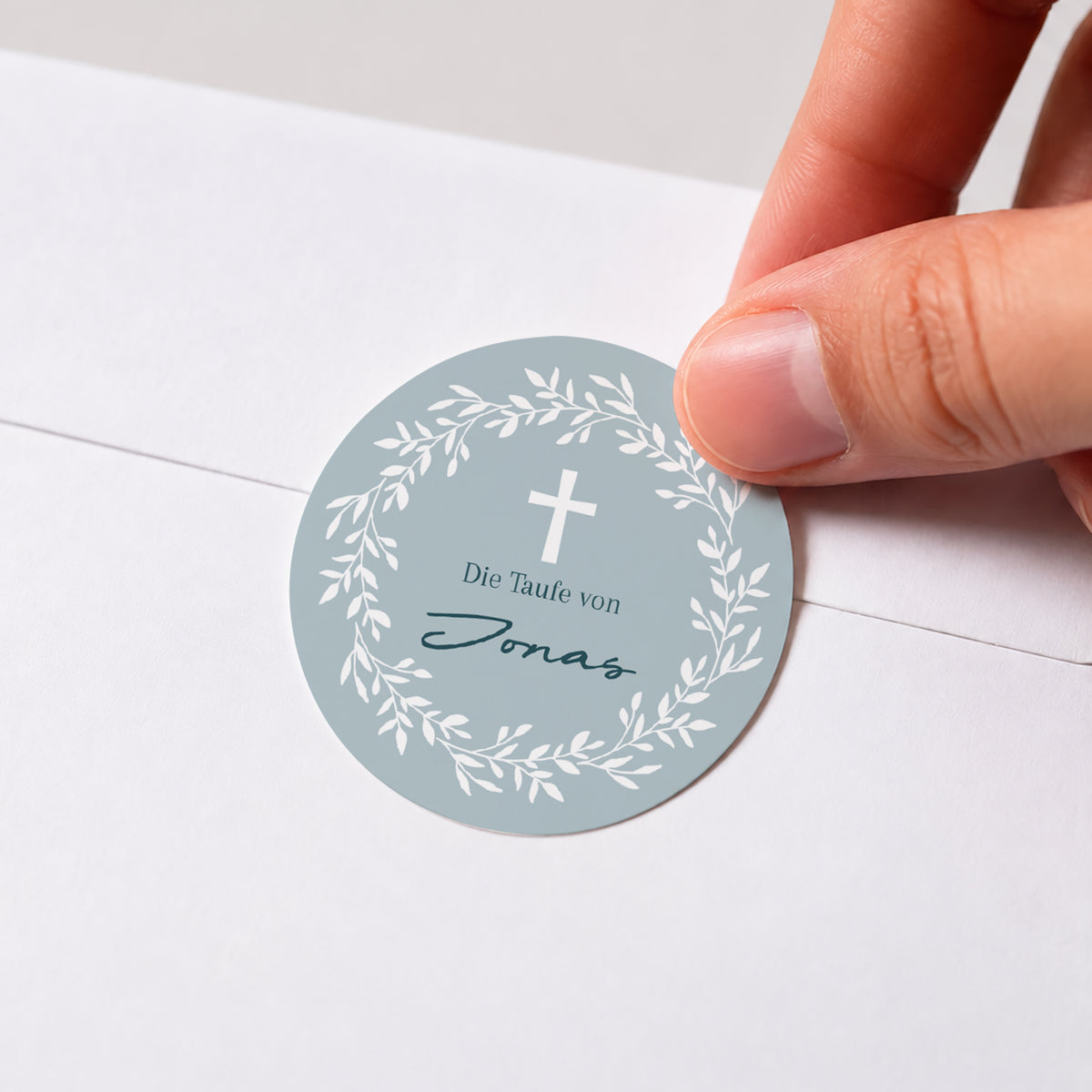 Sticker Taufe Rund Blaue Zartheitkrone foto