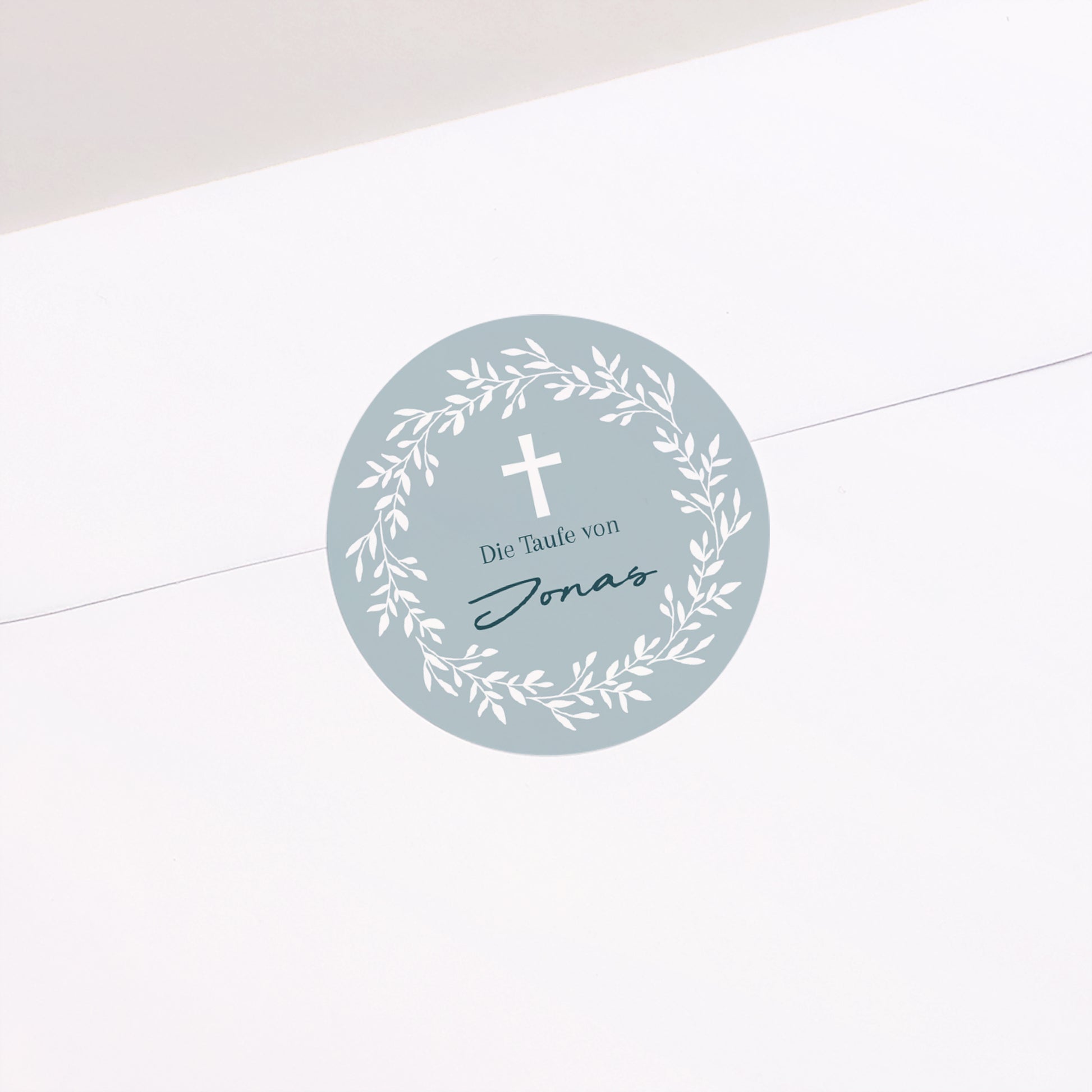 Sticker Taufe Rund Blaue Zartheitkrone foto N° 1