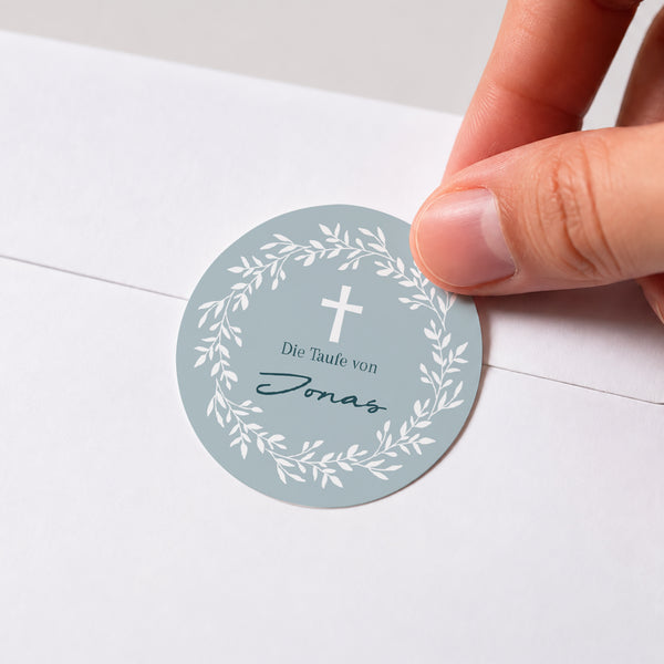 Sticker Taufe Rund Blaue Zartheitkrone foto