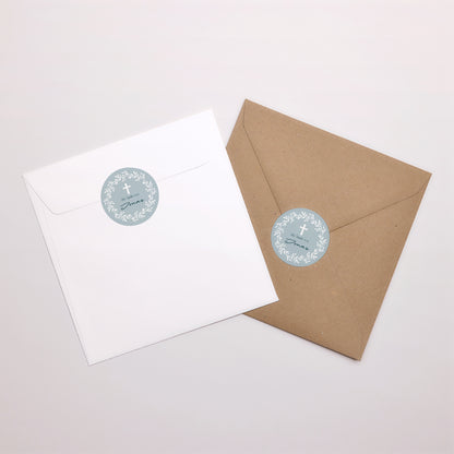 Sticker Taufe Rund Blaue Zartheitkrone foto N° 3