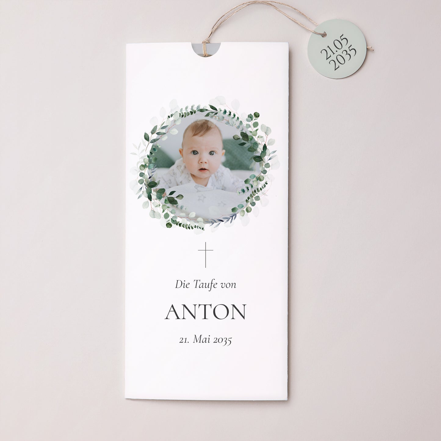 Taufeinladung Portrait-Hülle 2 Karten, Etikett Die Heilige Krone foto N° 1