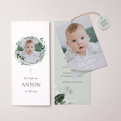 Taufeinladung Portrait-Hülle 2 Karten, Etikett Die Heilige Krone foto N° 3