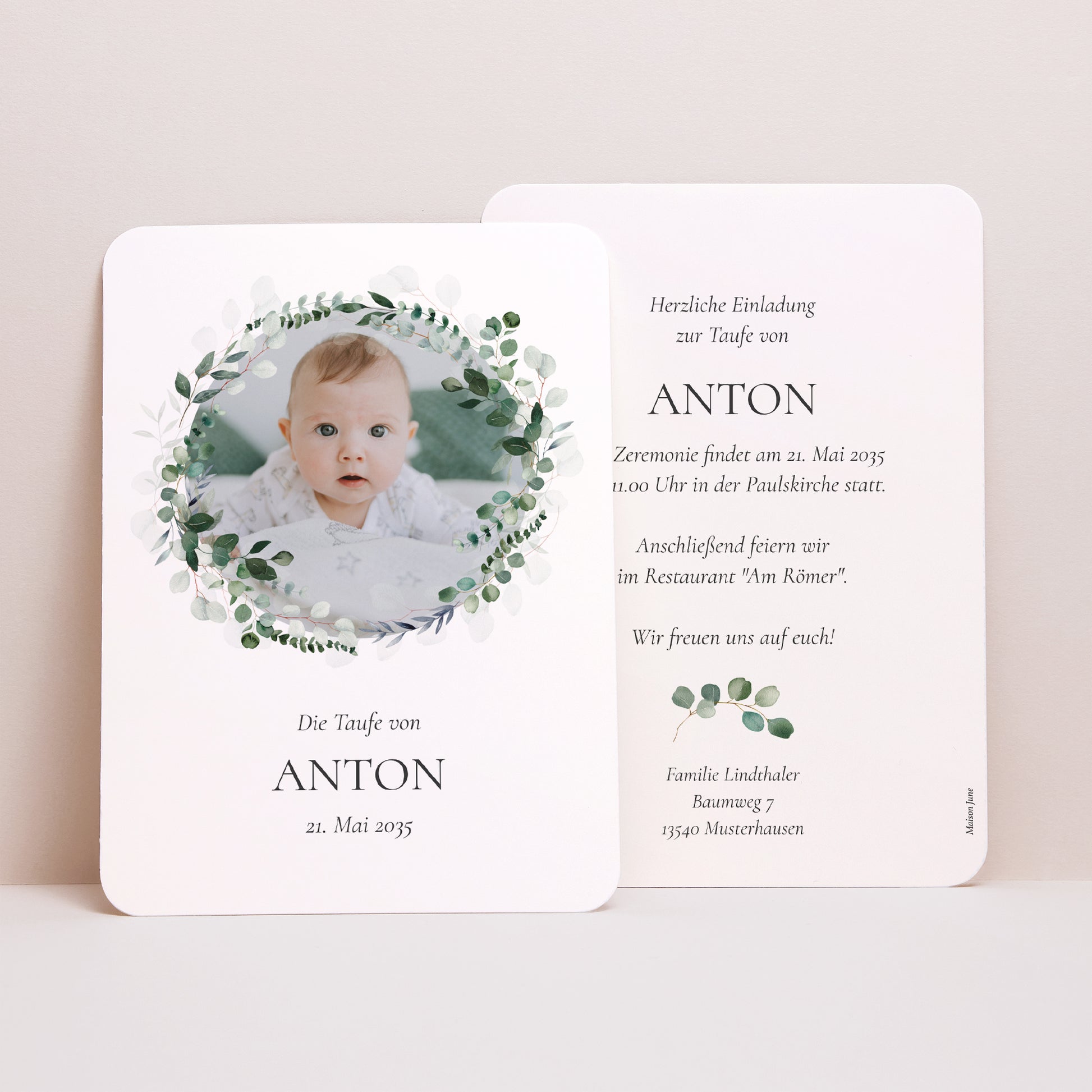 Taufeinladung Porträt, abgerundete Kanten Die Heilige Krone foto N° 1