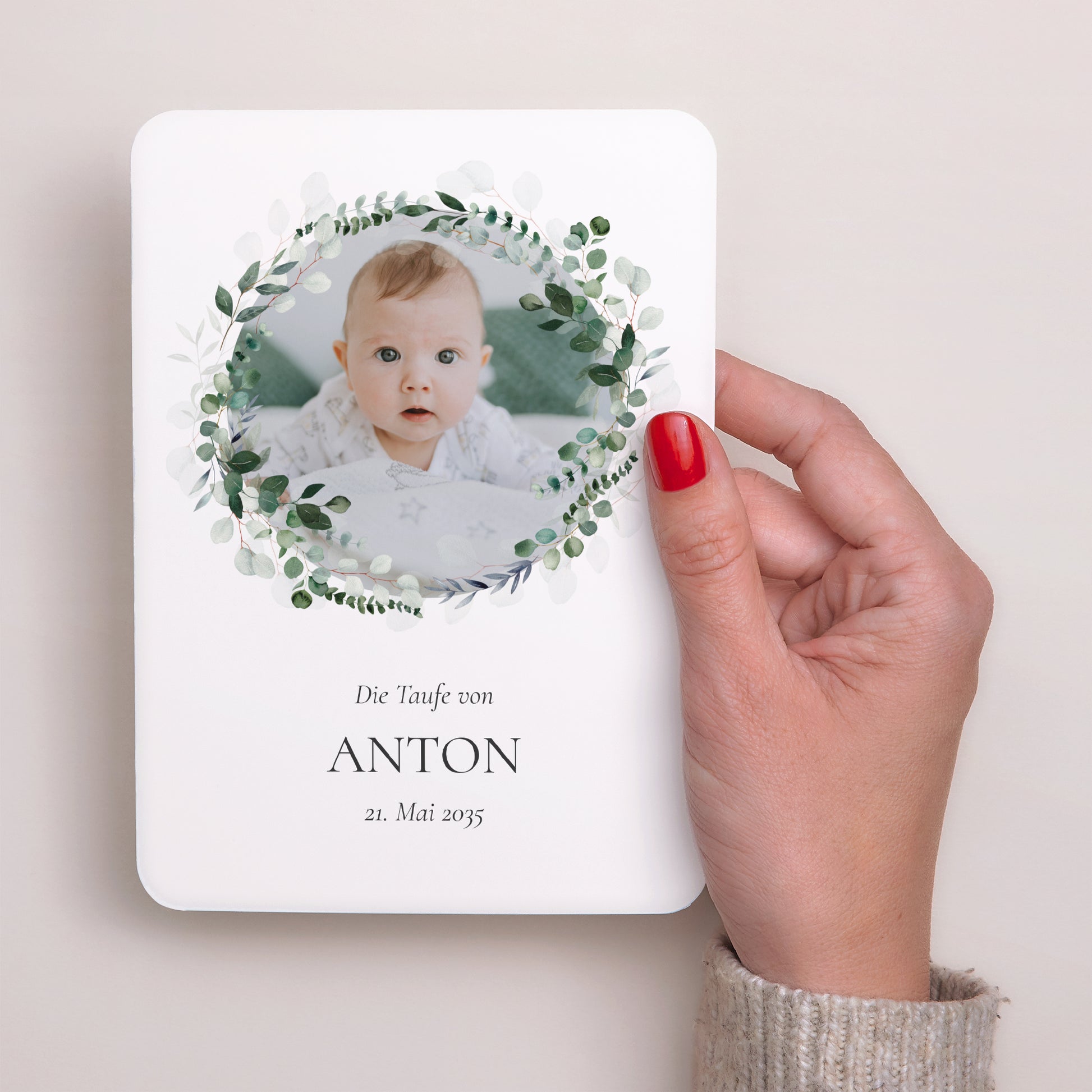 Taufeinladung Porträt, abgerundete Kanten Die Heilige Krone foto N° 2