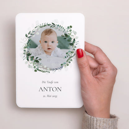 Taufeinladung Porträt, abgerundete Kanten Die Heilige Krone foto N° 2