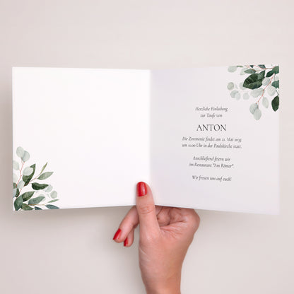 Taufeinladung Doppelflügelfenster Die Heilige Krone foto N° 2