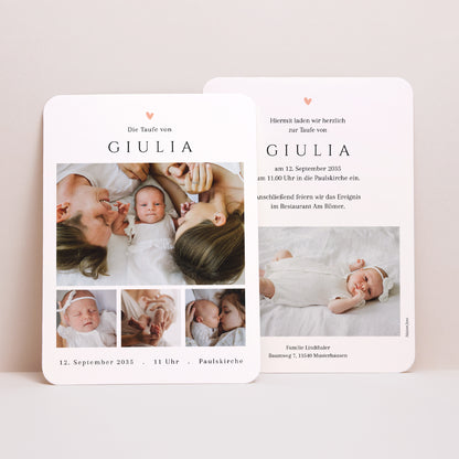 Taufeinladung Porträt, abgerundete Kanten Sanfte Segnung foto N° 1