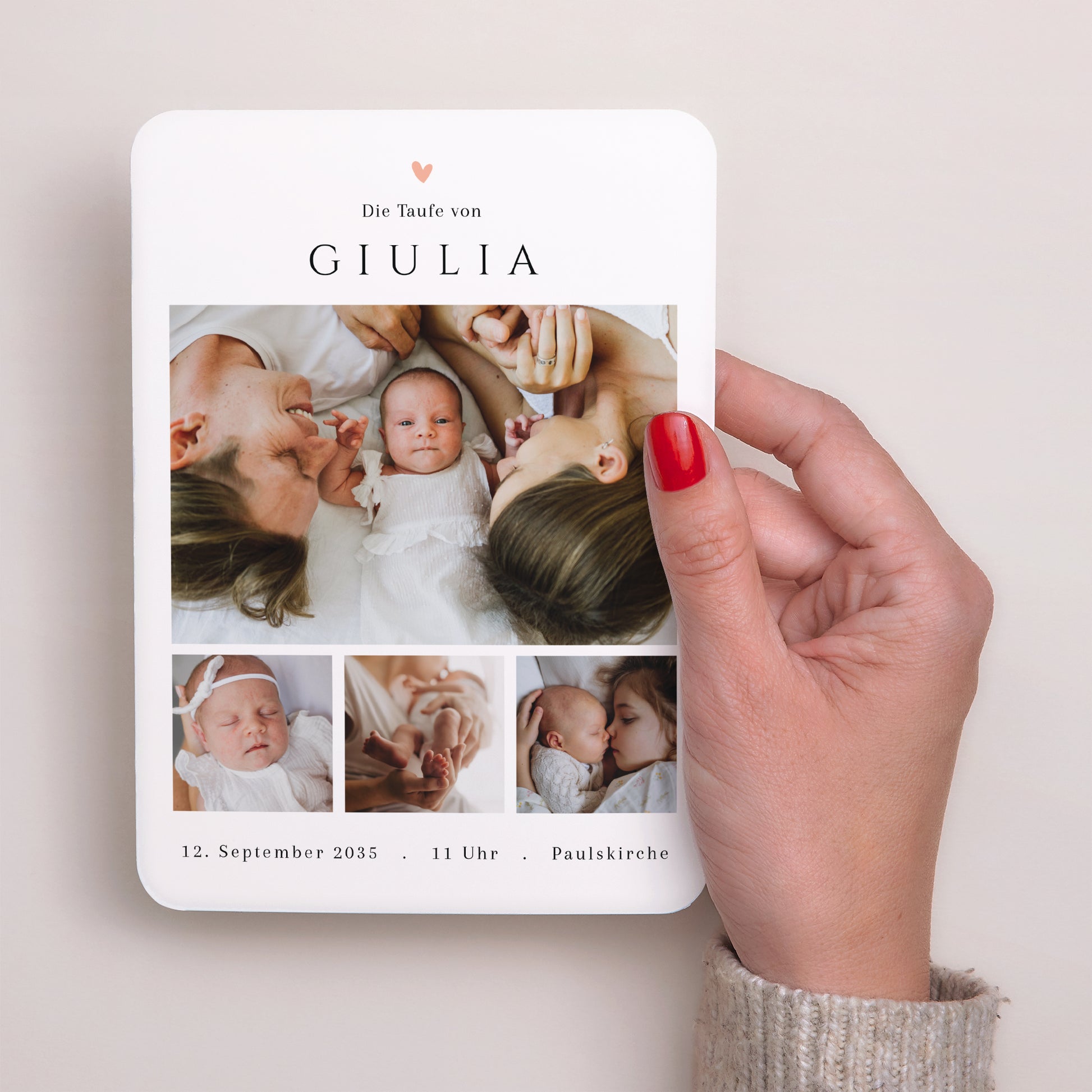 Taufeinladung Porträt, abgerundete Kanten Sanfte Segnung foto N° 2