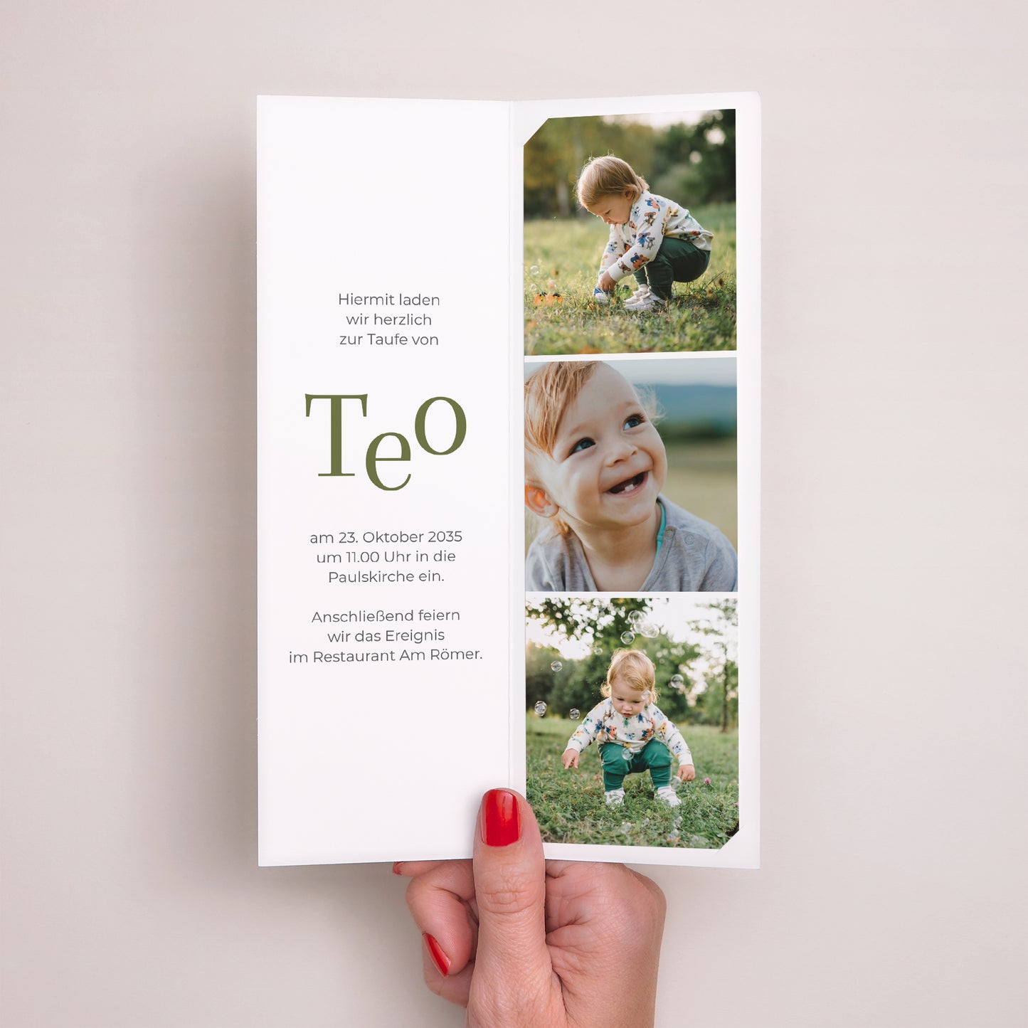 Taufeinladung Fotoautomaten Lesezeichen Die Zeit der Gnade foto N° 2