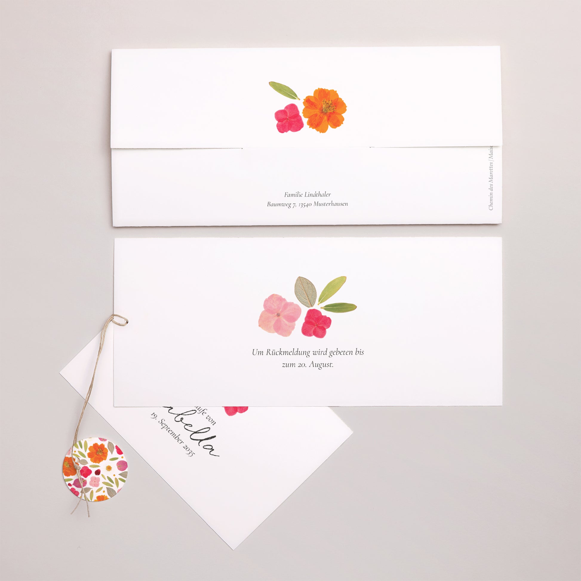 Taufeinladung Mappe 2 Karten, Etikett Ein gesegneter Garten foto N° 4