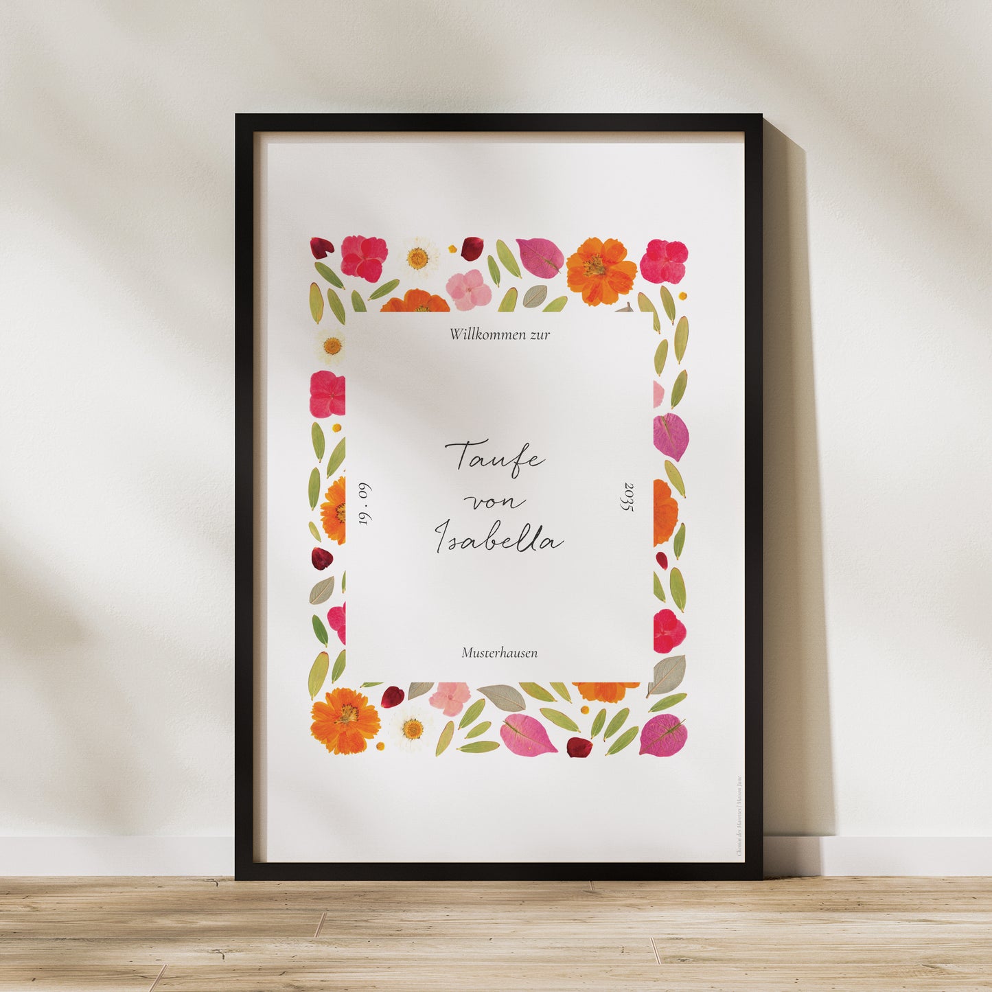 Begrüßungstafel Taufe Porträt 60 x 90 cm Ein gesegneter Garten foto N° 1