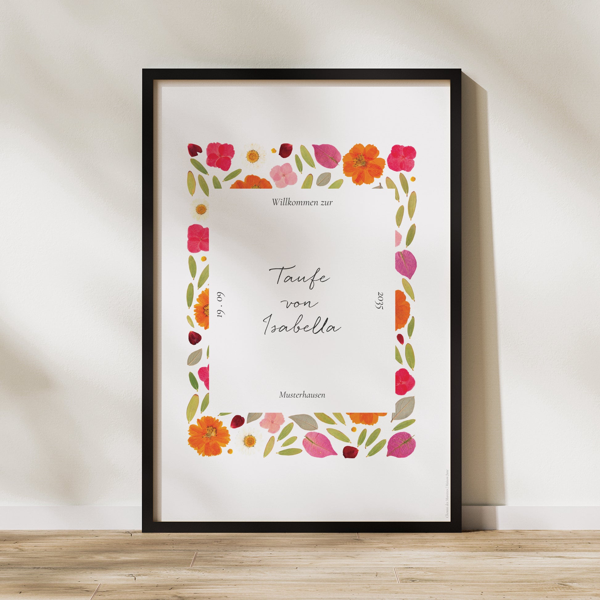 Begrüßungstafel Taufe Porträt 60 x 90 cm Ein gesegneter Garten foto N° 1