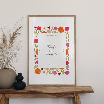 Begrüßungstafel Taufe Porträt 60 x 90 cm Ein gesegneter Garten foto N° 2