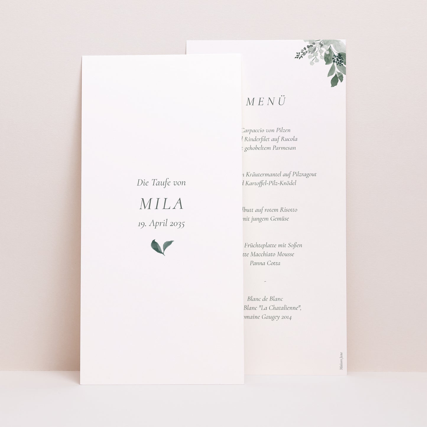 Menükarte Taufe Panoramatisches Porträt Eine Krone der Süße foto N° 1