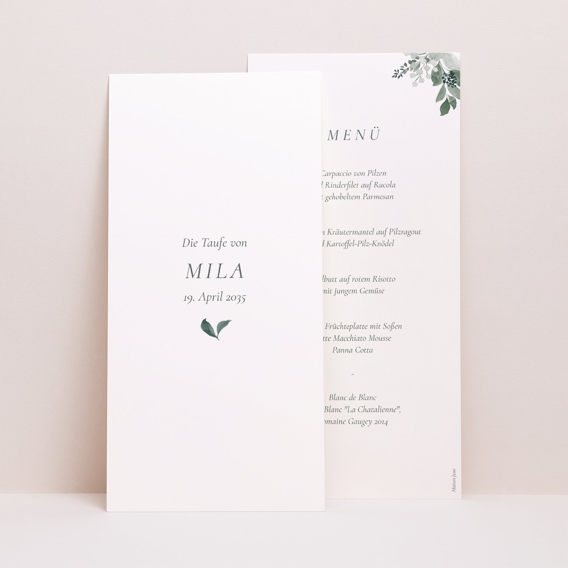 Menükarte Taufe Panoramatisches Porträt Eine Krone der Süße foto N° 1