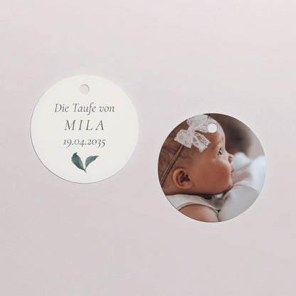 Geschenkbox Taufe Kugel mit runder Etikette Eine Krone der Süße foto N° 3