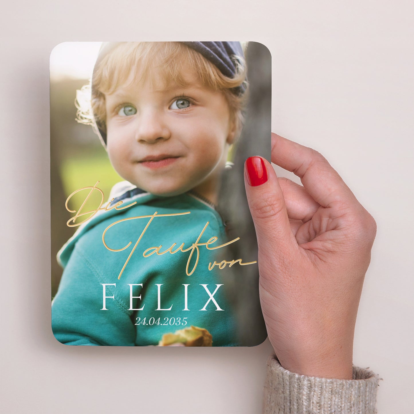 Taufeinladung Porträt, abgerundete Kanten Ein kostbarer Moment foto N° 2