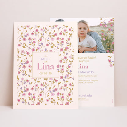 Taufeinladung Porträt Zarter Garten foto N° 1