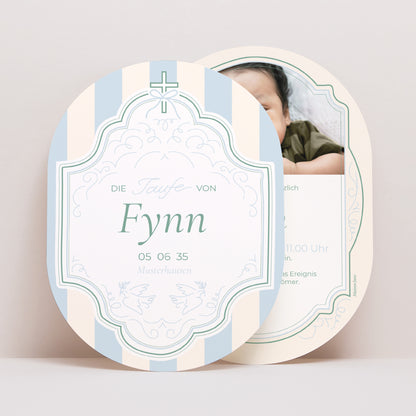 Taufeinladung oval Taufe und Zärtlichkeit foto N° 1