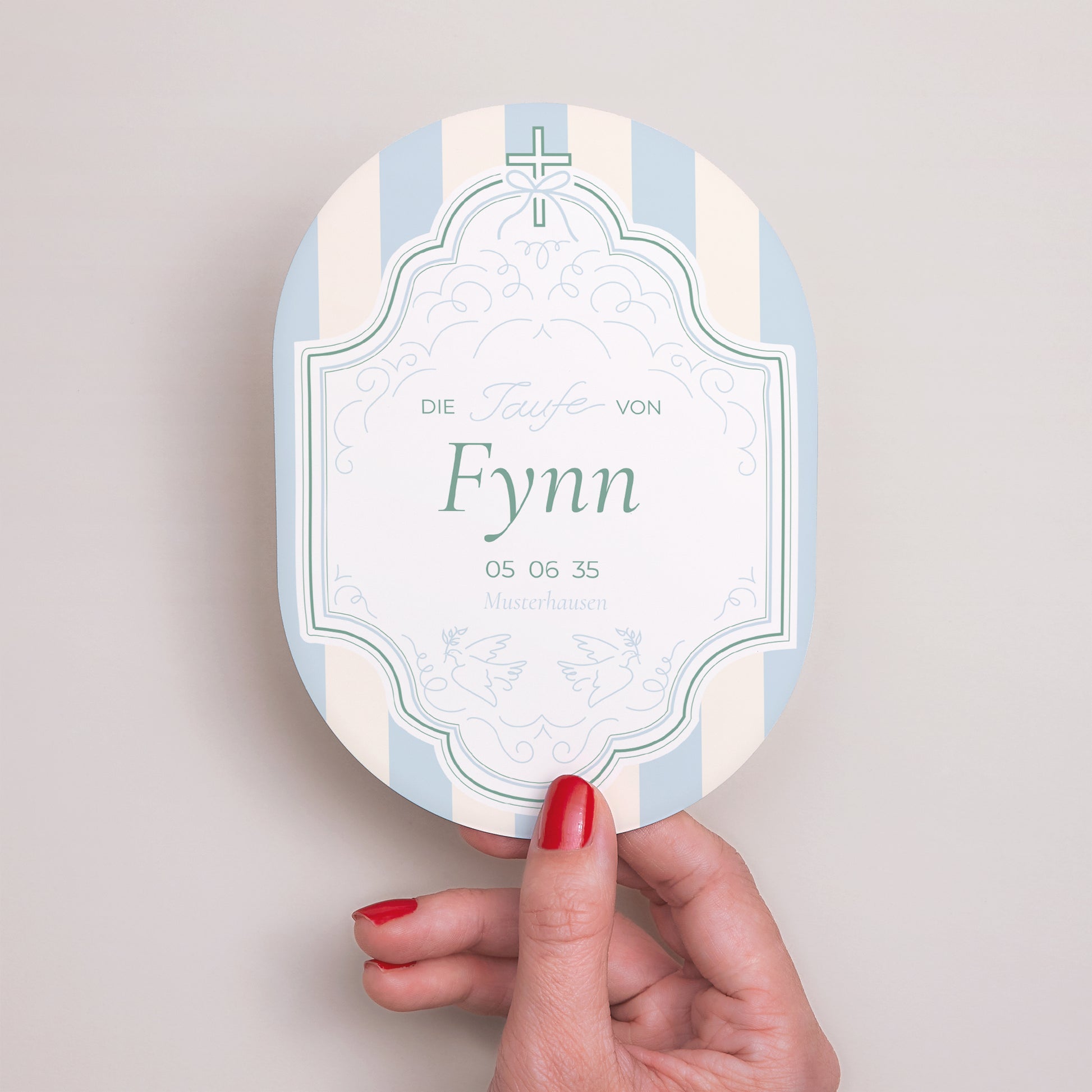 Taufeinladung oval Taufe und Zärtlichkeit foto N° 2