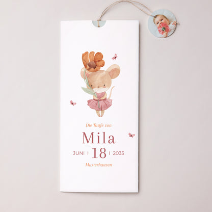 Taufeinladung Portrait-Hülle 2 Karten, Etikett Kleine Gnade foto N° 1