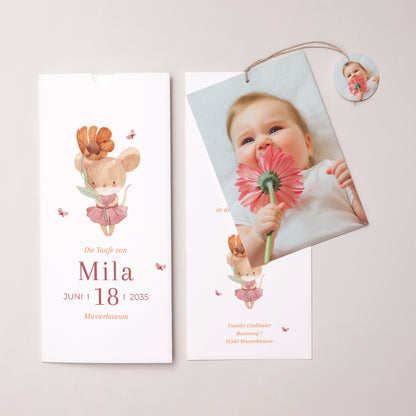 Taufeinladung Portrait-Hülle 2 Karten, Etikett Kleine Gnade foto N° 3