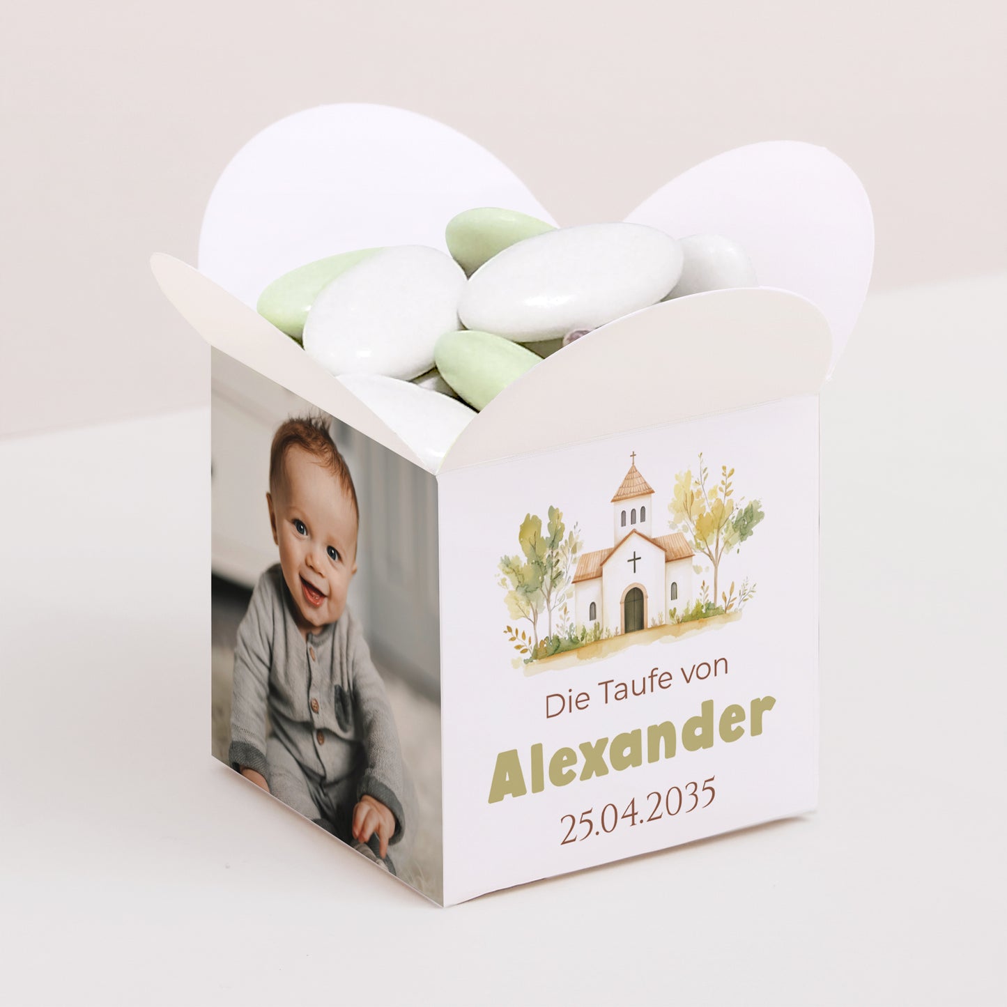 Geschenkbox Taufe Schmetterlingsöffnung Ein Gesegneter Tag foto N° 1