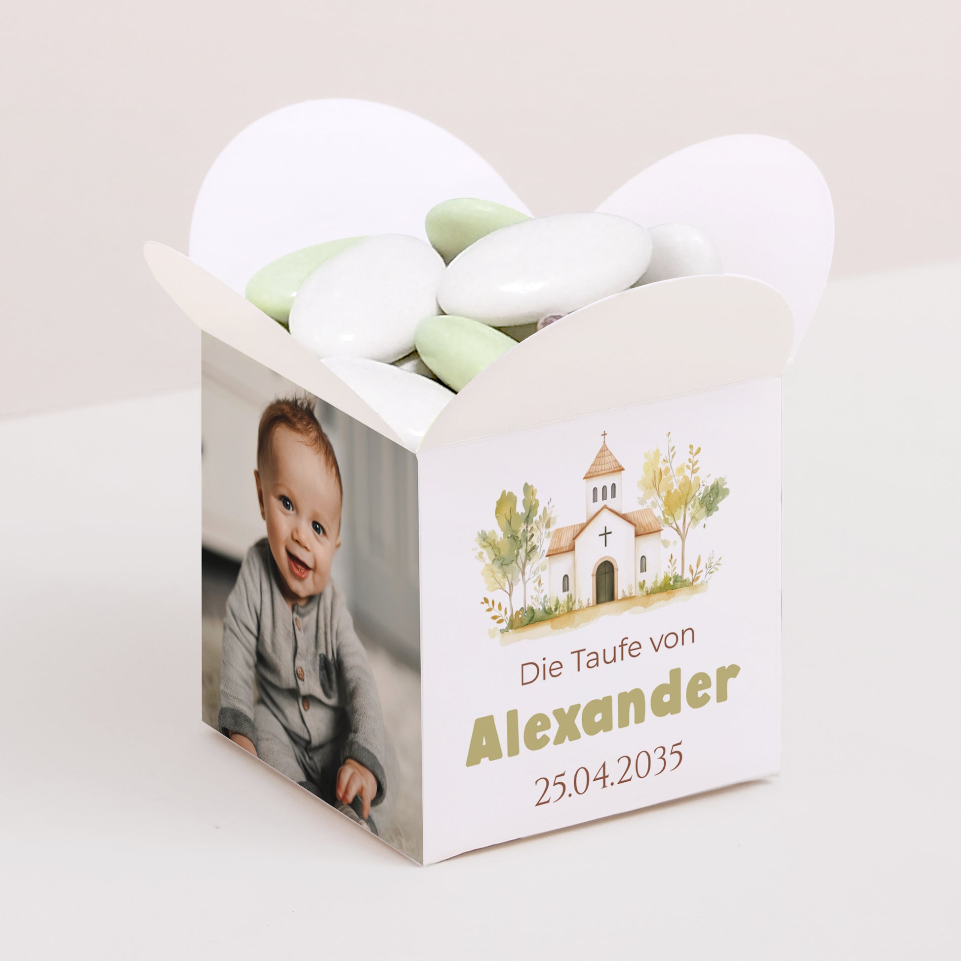 Geschenkbox Taufe Schmetterlingsöffnung Ein Gesegneter Tag foto N° 1