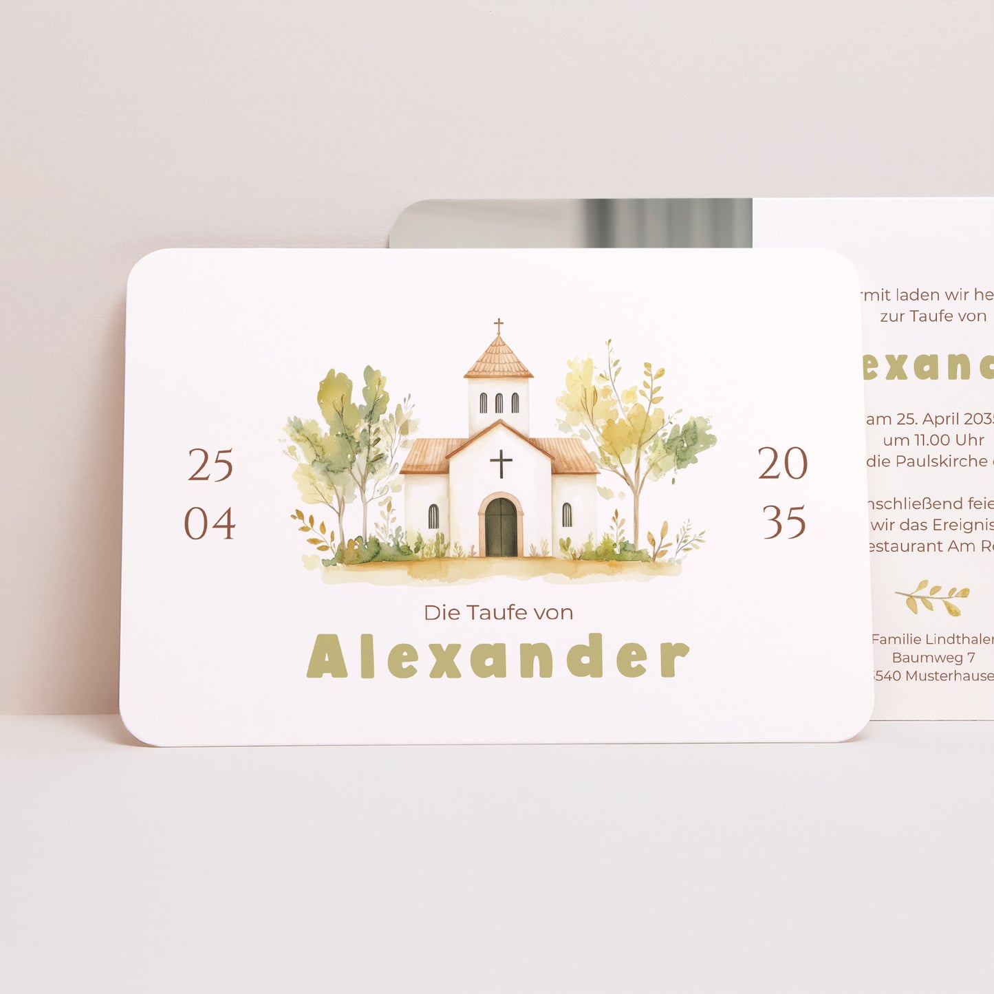 Taufeinladung Landschaft, abgerundete Ränder Ein Gesegneter Tag foto N° 1