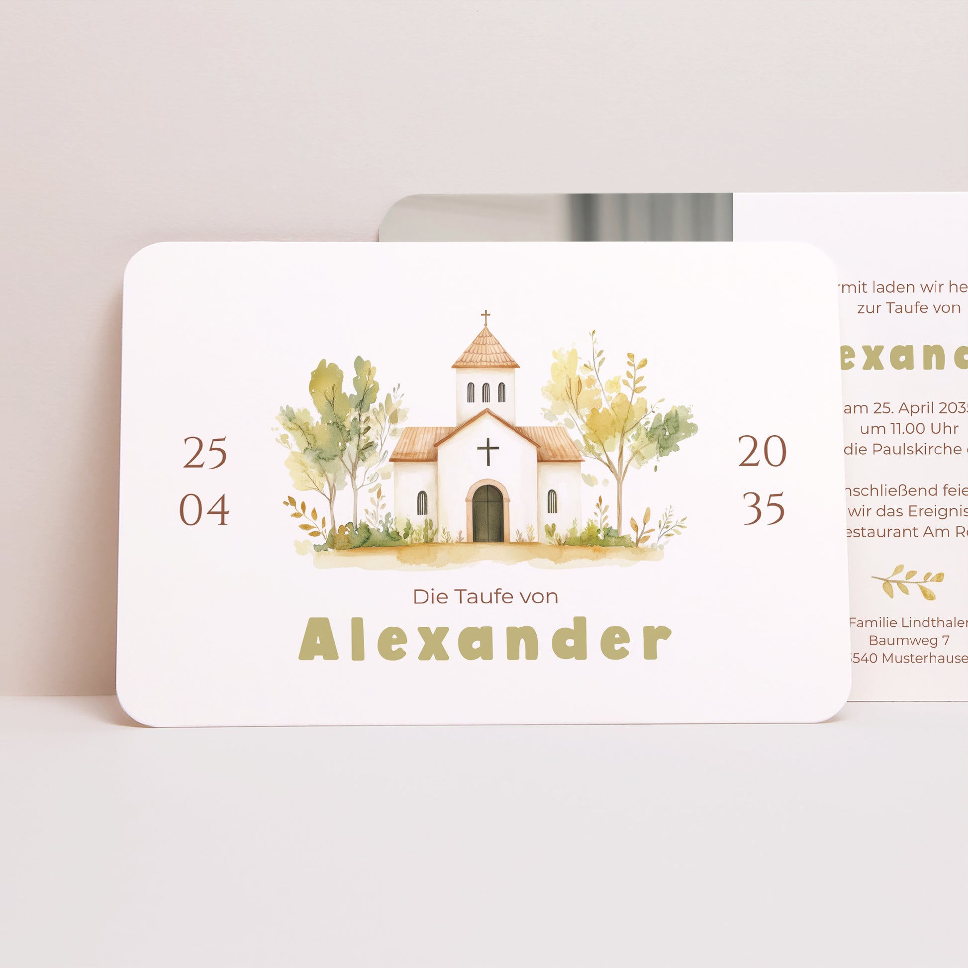 Taufeinladung Landschaft, abgerundete Ränder Ein Gesegneter Tag foto N° 1