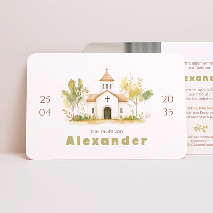 Taufeinladung Landschaft, abgerundete Ränder Ein Gesegneter Tag foto N° 1