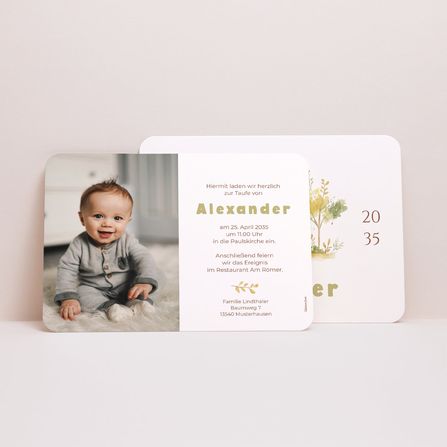 Taufeinladung Landschaft, abgerundete Ränder Ein Gesegneter Tag foto N° 2