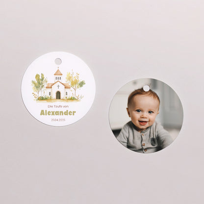 Geschenkbox Taufe Kugel mit runder Etikette Ein Gesegneter Tag foto N° 3