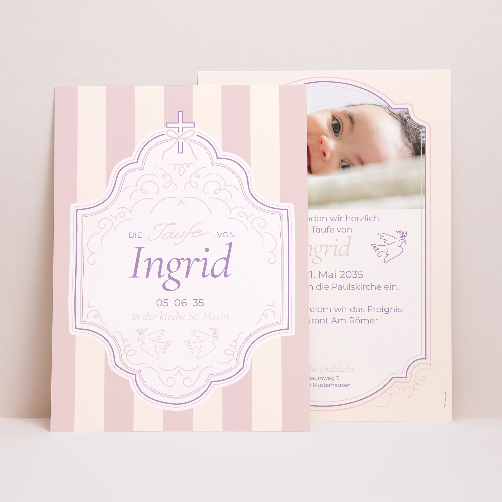 Taufeinladung Porträt Zärtlichkeit und Taufe foto N° 1