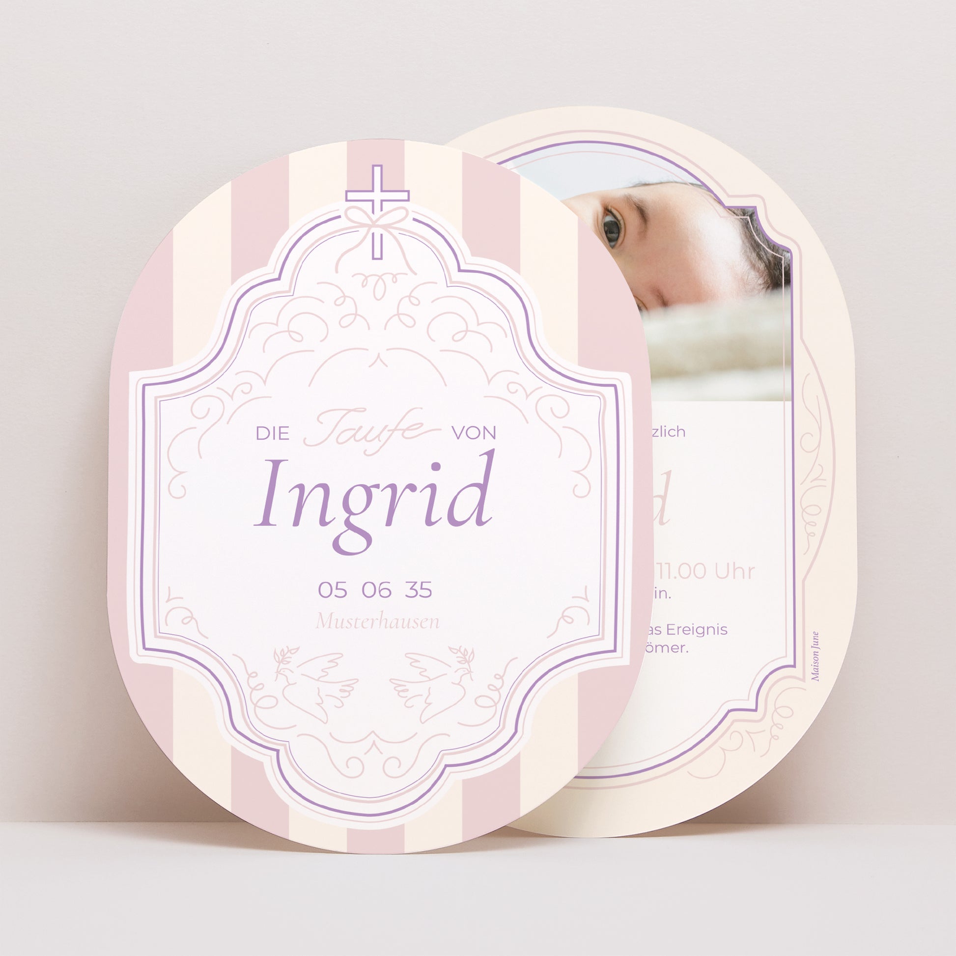 Taufeinladung oval Zärtlichkeit und Taufe foto N° 1