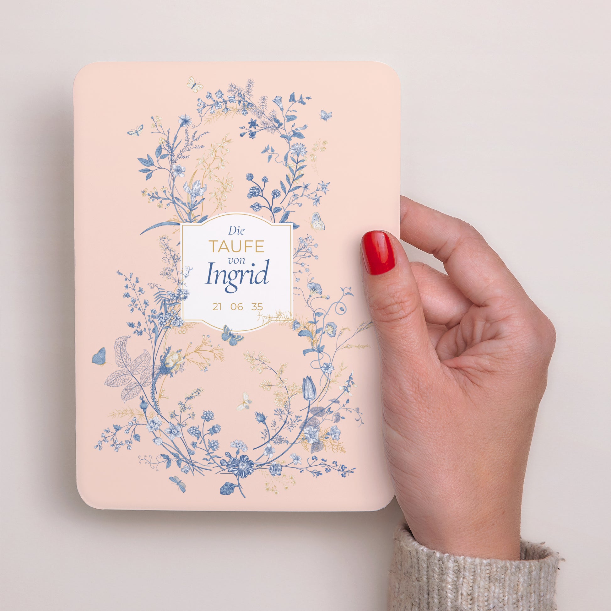 Taufeinladung Porträt, abgerundete Kanten Täufel und Unkraut foto N° 2