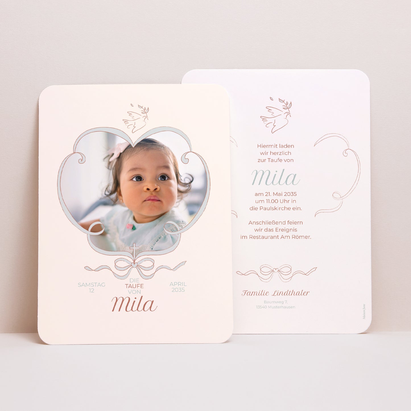 Taufeinladung Porträt, abgerundete Kanten Licht der Liebe foto N° 1