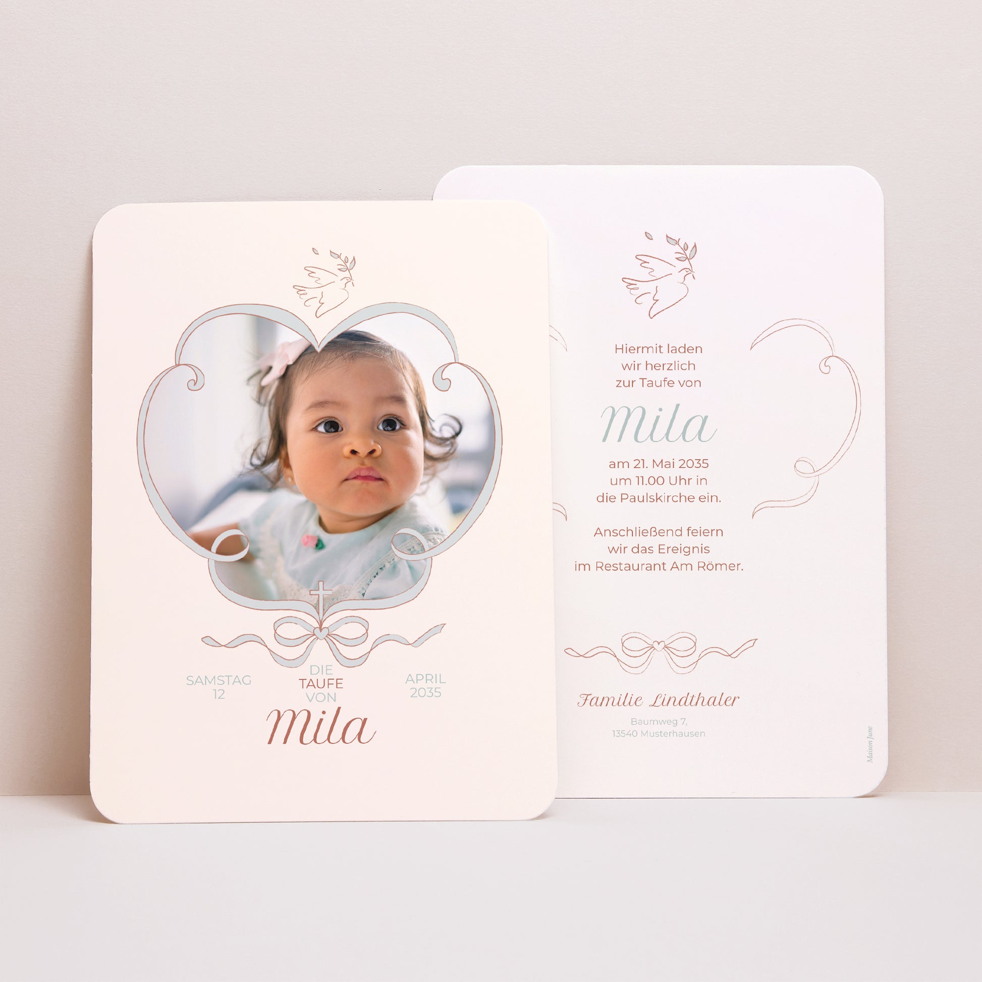 Taufeinladung Porträt, abgerundete Kanten Licht der Liebe foto N° 1