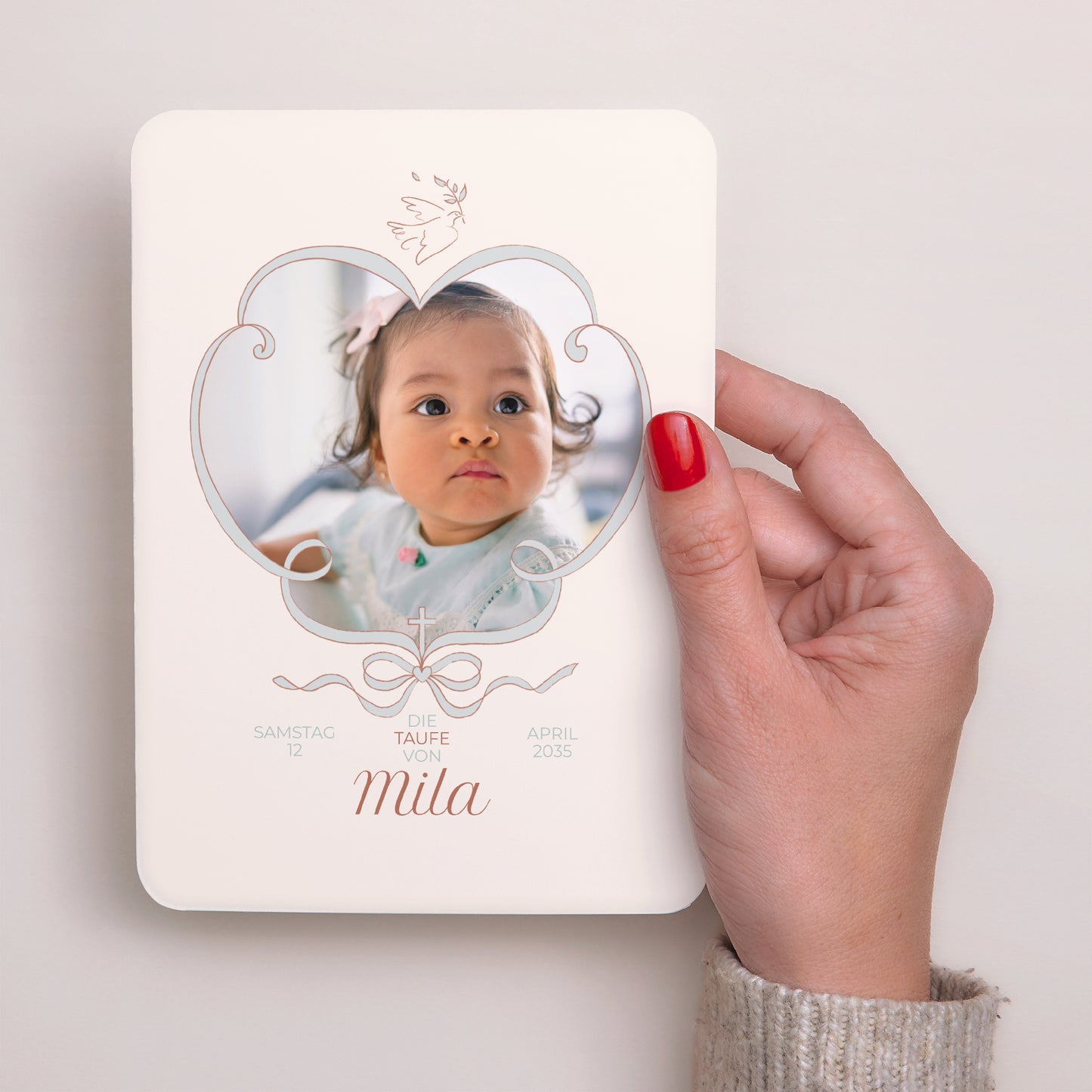 Taufeinladung Porträt, abgerundete Kanten Licht der Liebe foto N° 2