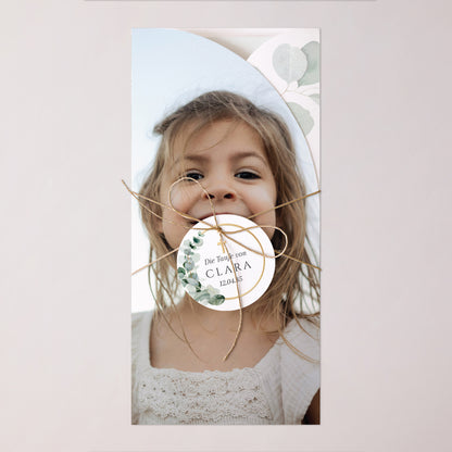 Taufeinladung Tasche, 2 Karten, runden Etikett Lichtblätter foto N° 1